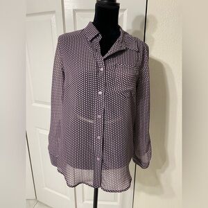Nanette Lepore Black Violet dots blouse size M
